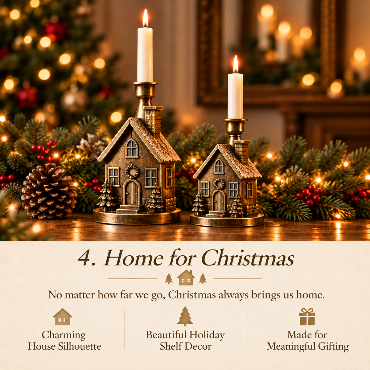 Vintage Christmas Candle Holder Set