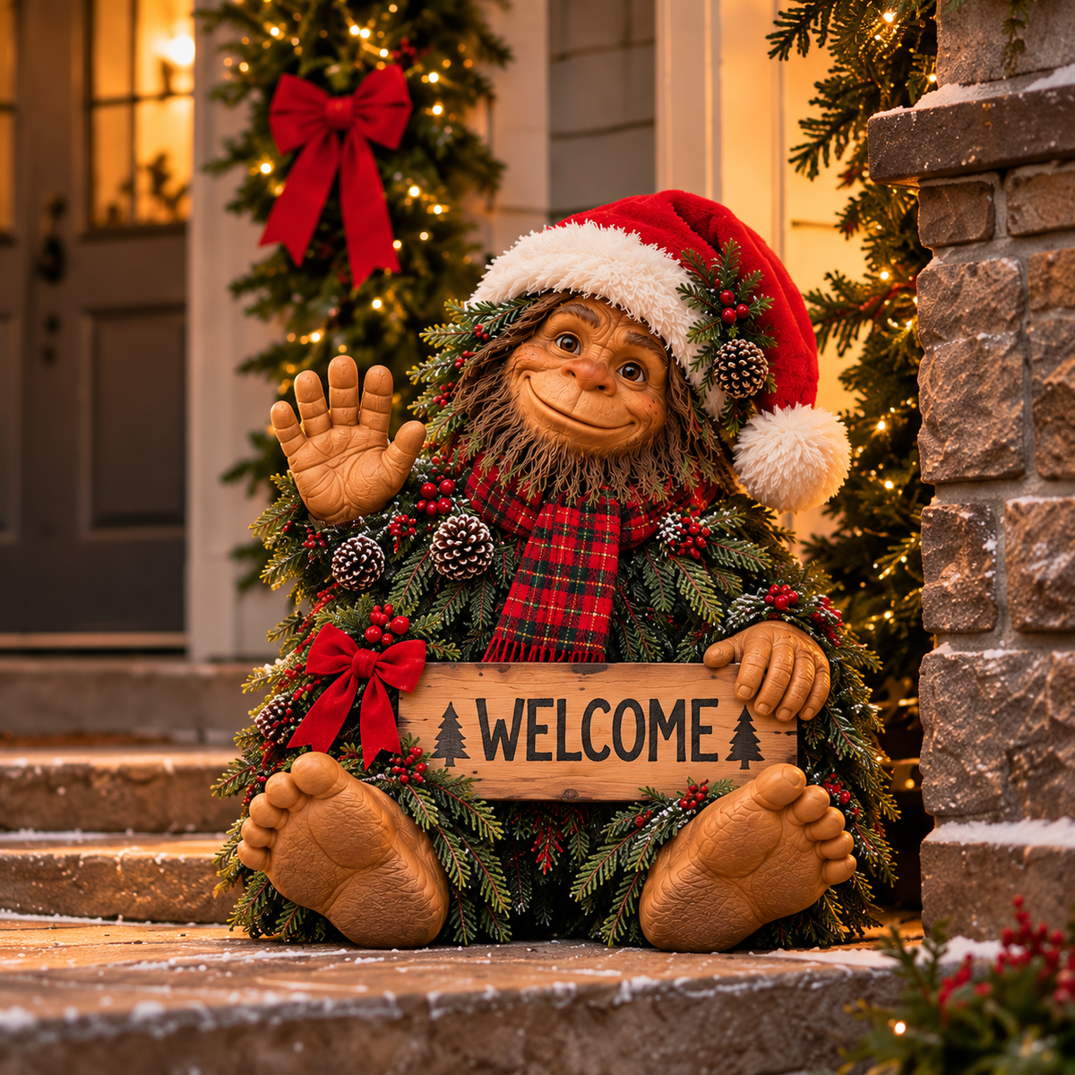 Christmas Bigfoot Welcome Decor