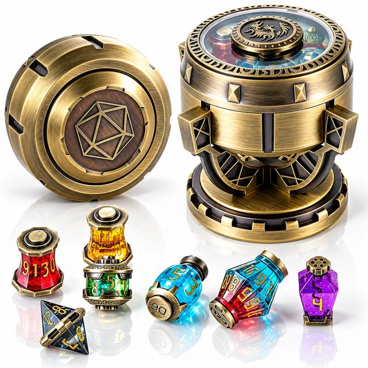 Dragon’s Vault Potion Dice Set – Fantasy RPG Dice Collection with Collectible Storage Case