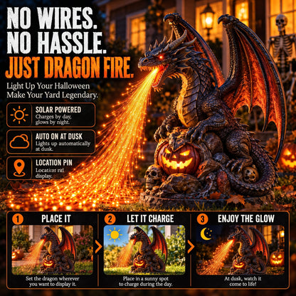 🐉 Inferno Dragon™ Fire-Breathing Solar Garden Light – Glowing Halloween Dragon Statue for Outdoor Yard & Porch Decor