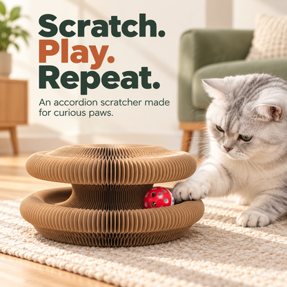 🐾 Foldable Honeycomb Cat Scratcher & Bell Ball Toy