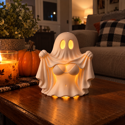 Cheeky Ghost Halloween Tabletop Decor – Funny Light-Up Figurine
