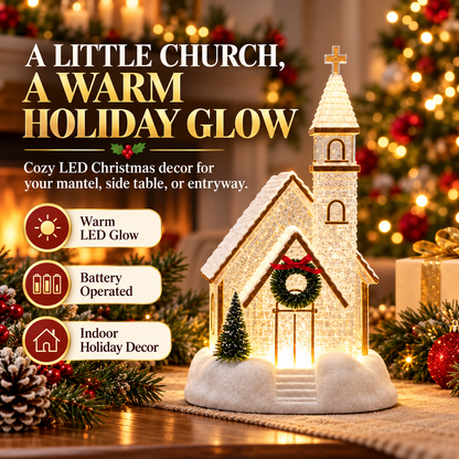 The Little Christmas Church – Lighted Snowy Church Decor