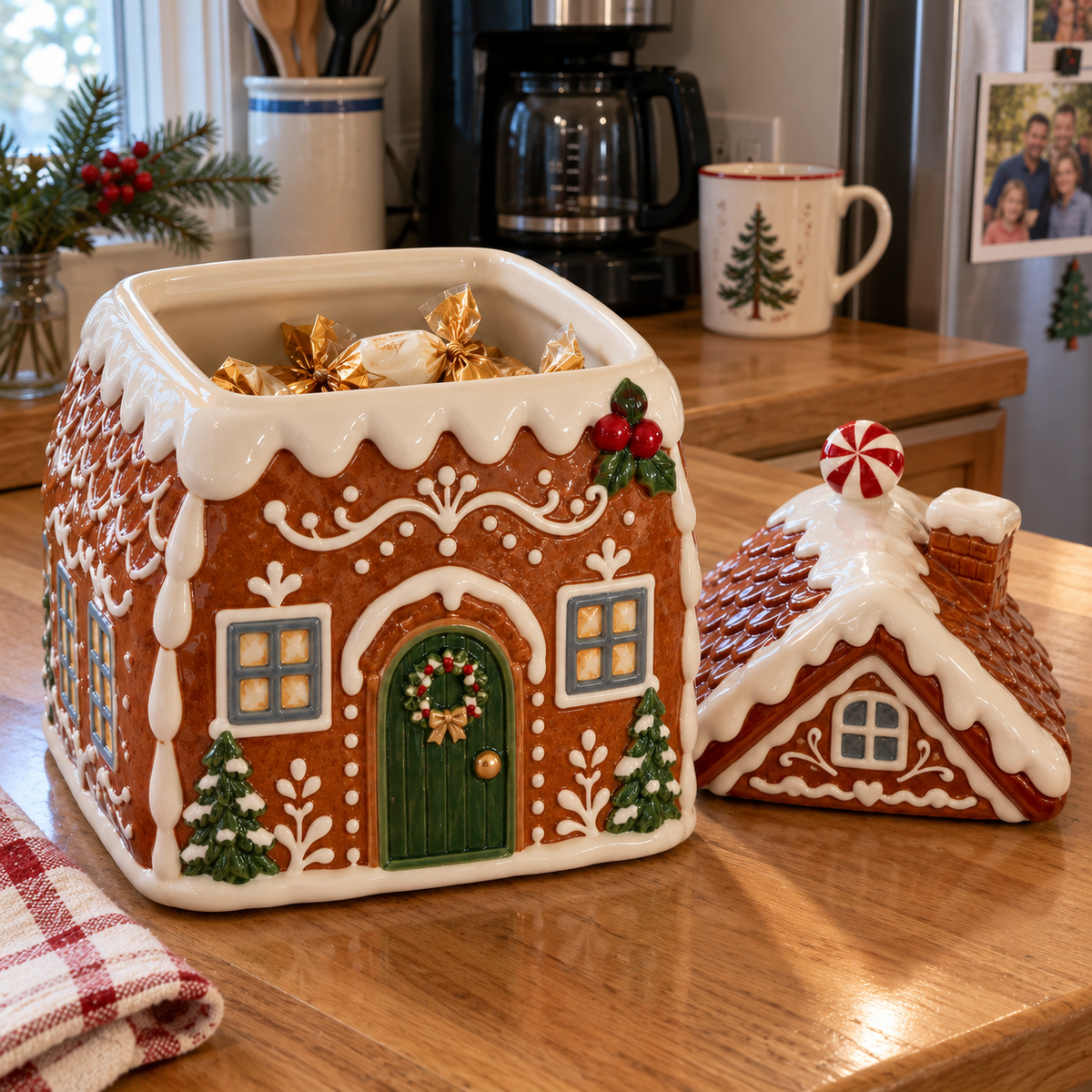 Gingerbread Cottage Christmas Treat Jar🎄