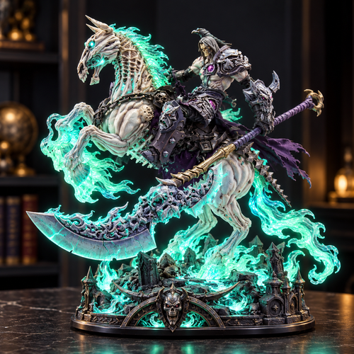 💀🔥 Wraith Rider™ Soulfire Horseman Lamp – Gothic Undead Knight Collector Light