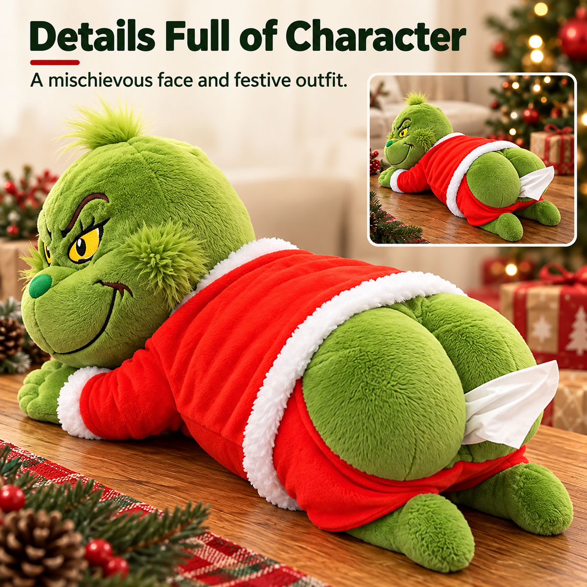 🎄 Funny Christmas Plush Tissue Box Cover – A Cheeky Holiday Surprise! 😂