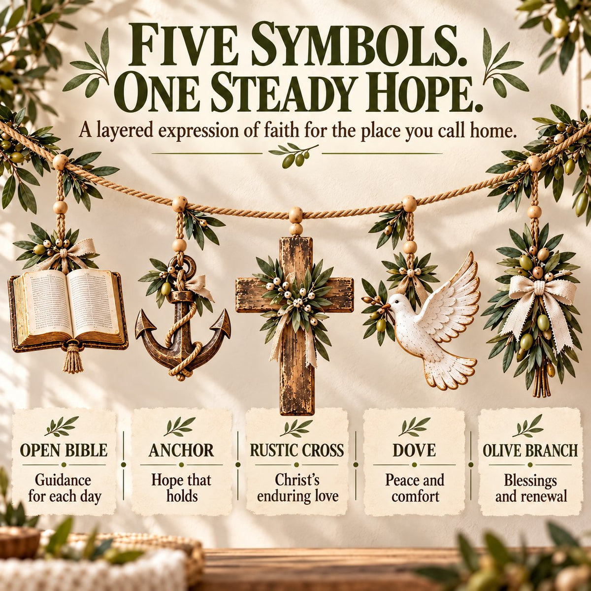 Faith, Hope & Love Christian Symbol Garland