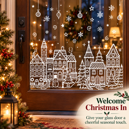 🎄 Snowy Christmas Village Window Decorations ❄️
