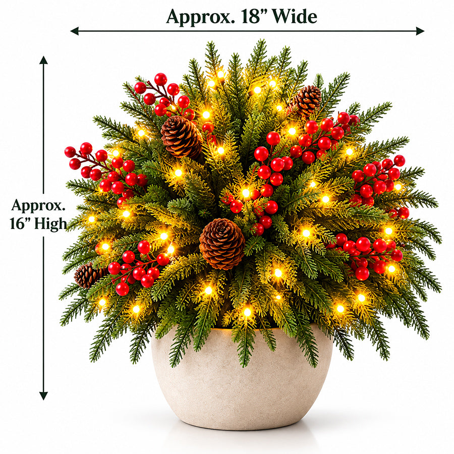 🔥2026 Christmas Sale 50% OFF | Pre-Lit Christmas Evergreen Arrangement