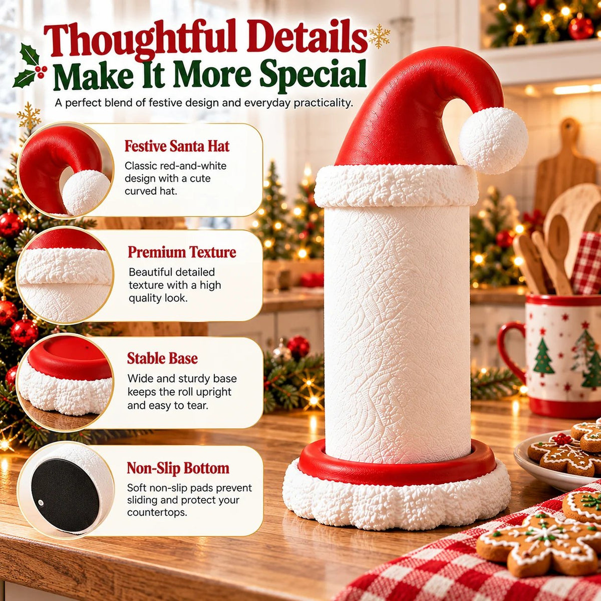 🎅 Santa Hat Paper Towel Holder