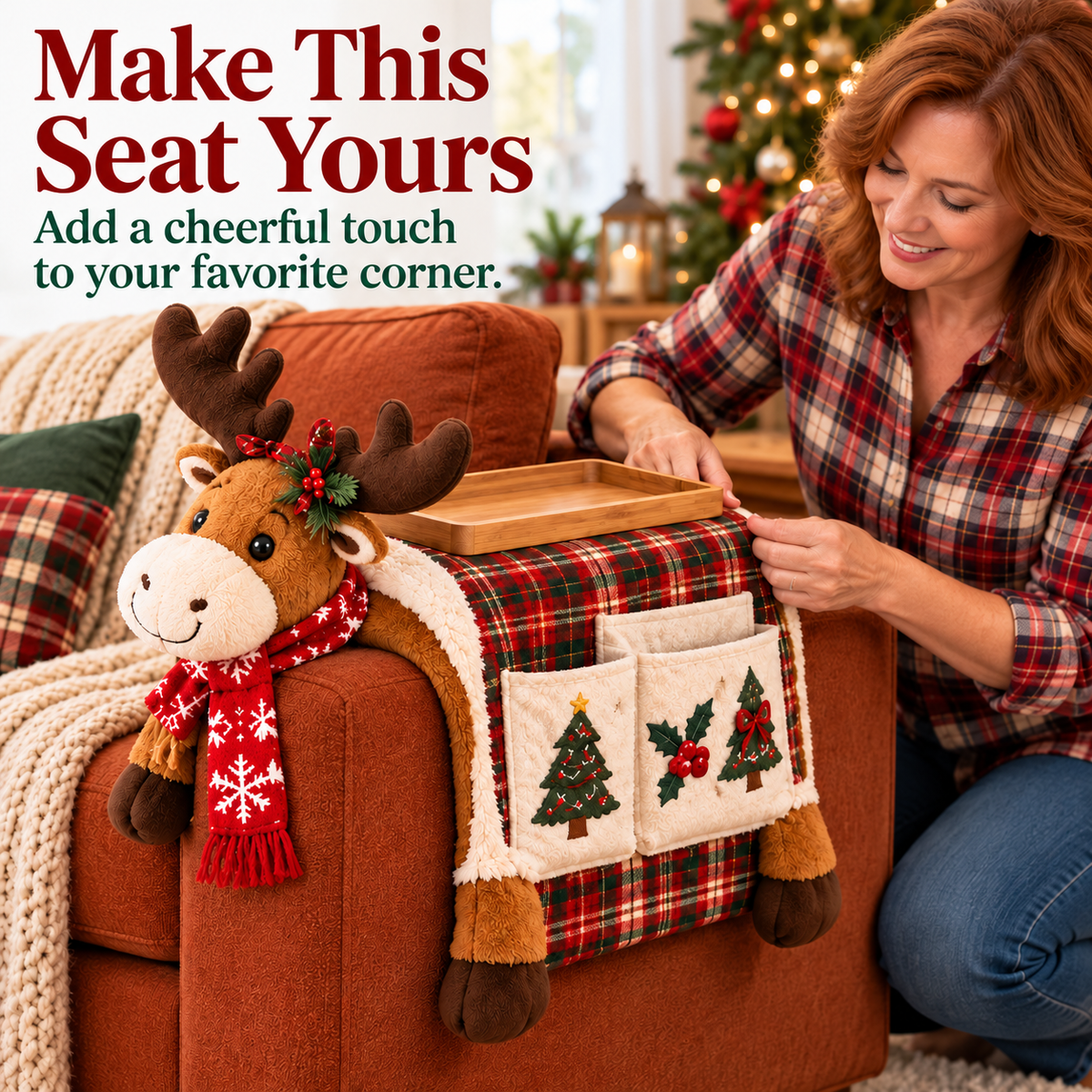 🎅 Cute Christmas-Themed Sofa Armrest Organizer