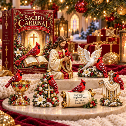 2026 Cardinal Jesus Cross 24-Day Advent Calendar – Faith-Inspired Christmas Countdown with 24 Collectible Miniatures