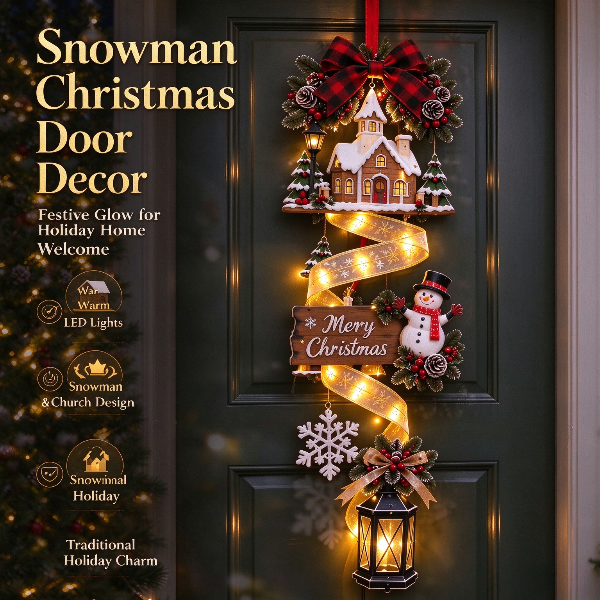 ⛄ ✨Snowman Christmas LED Door Cascade Decor✨