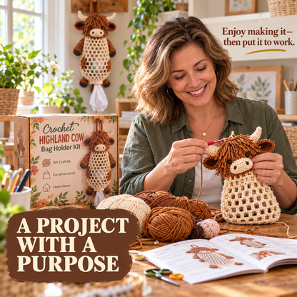 Crochet Animal Bag Holder DIY Kit – Cute & Functional Hanging Storage Craft Kit