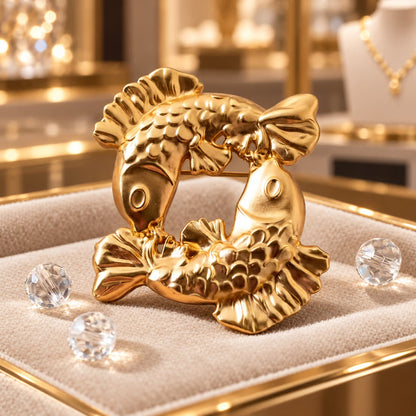 Vintage Gold-Tone Zodiac Sign Brooch
