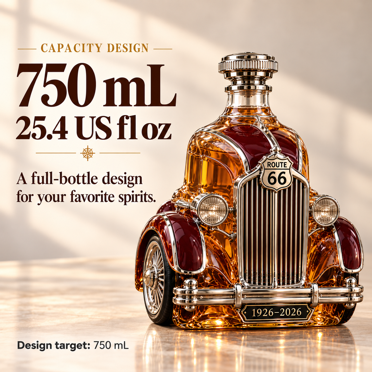 Route 66 100th Anniversary Whiskey Decanter – Vintage Car Edition