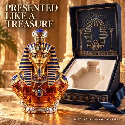 👑 Tutankhamun’s Legacy Whiskey Decanter — Blue & Gold Limited Custom Edition