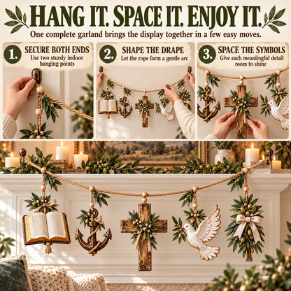 Faith, Hope & Love Christian Symbol Garland