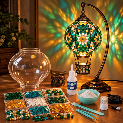 ⏳ Last Day 49% OFF – 🎨 Beginner-Friendly Turkish Mosaic Hot Air Balloon Lamp DIY Kit | Complete Kit with Mosaic Pieces, Tools & USB Light Included ✨