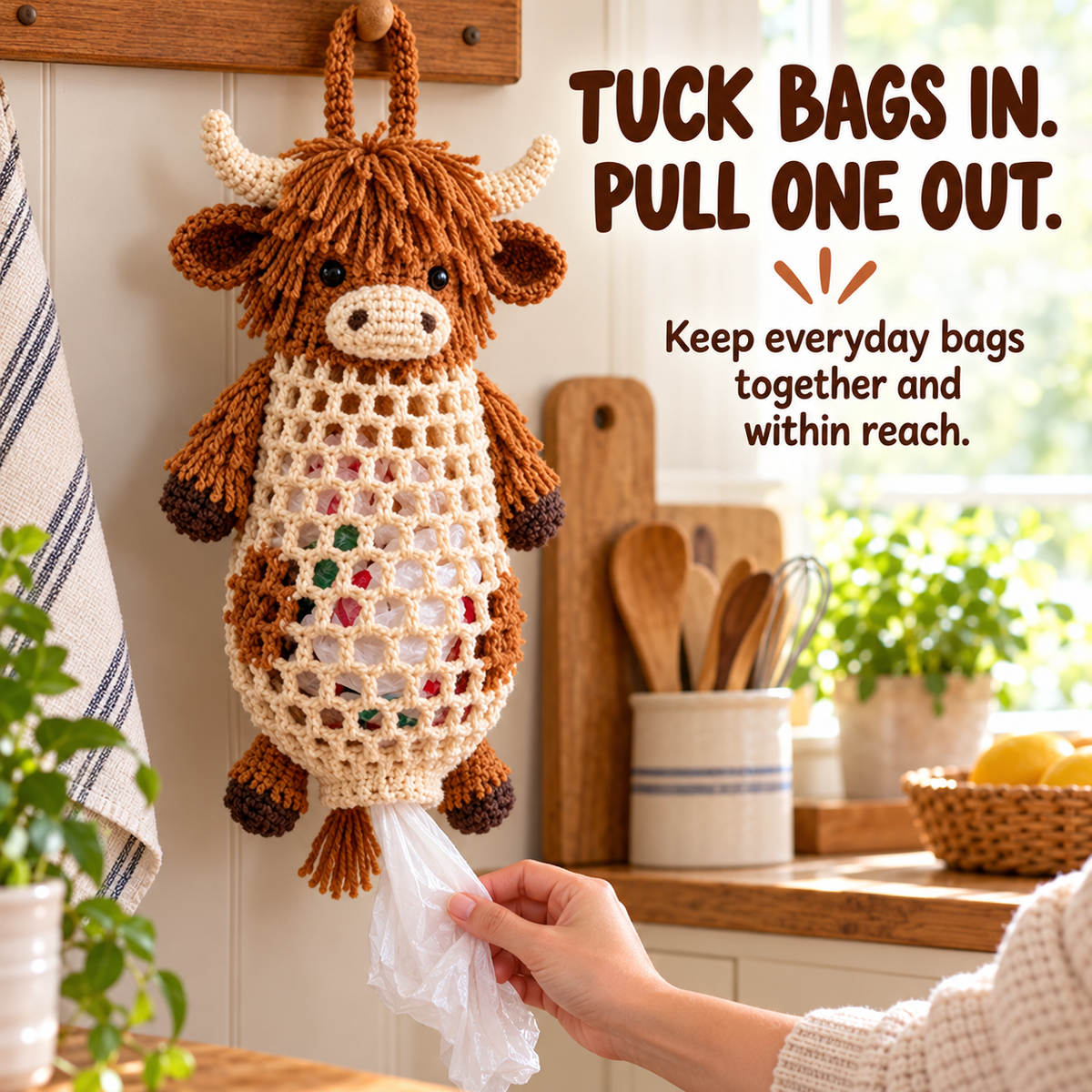 Crochet Animal Bag Holder DIY Kit – Cute & Functional Hanging Storage Craft Kit