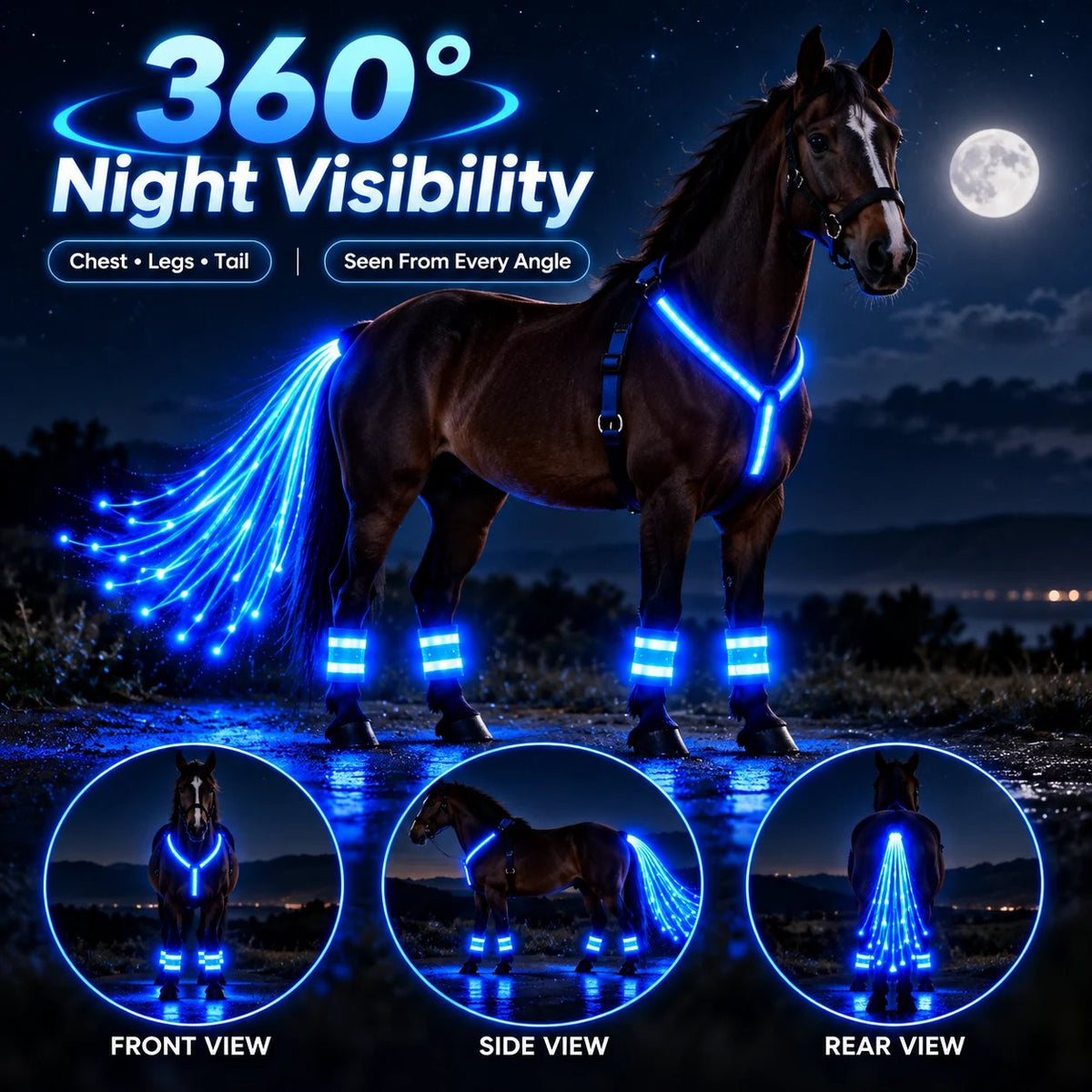 🐎Horse LED Night Glow Protection Gear 6-Piece Full Set