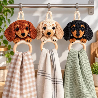 🧶 Sausage Dog Crochet Towel Holder Kit 🐶
