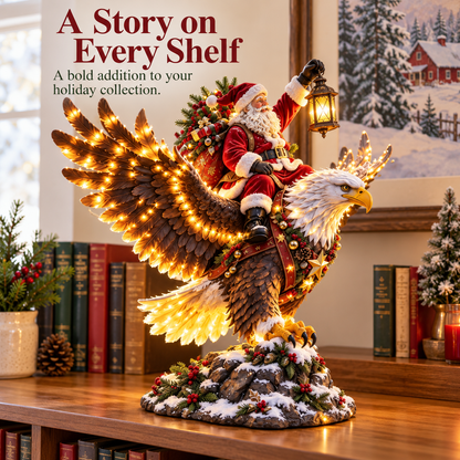 🎅 Sky Rider Santa – Lighted Eagle & Santa Figurine 🦅