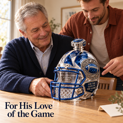 🏈💙Western Football Helmet Whiskey Decanter – 1960–2026 Silver & Blue Star Commemorative Bottle