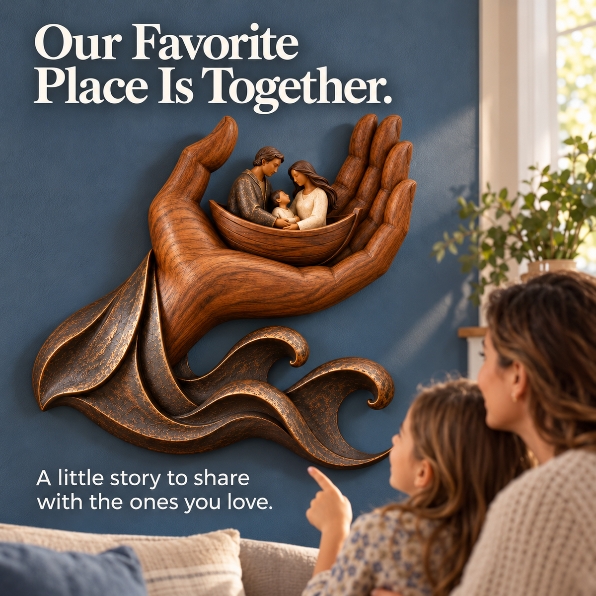 🤲 Held in His Hand – Family Boat Wall Sculpture
