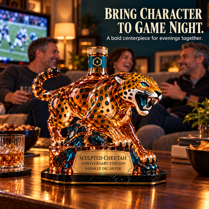 🐆 Sculpted Cheetah Whiskey Bottle — Anniversary Edition
