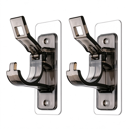 🏠2-Pack No-Drill Curtain Rod Brackets, Self-Adhesive Multifunctional Acrylic Gel Rod Holder Hooks