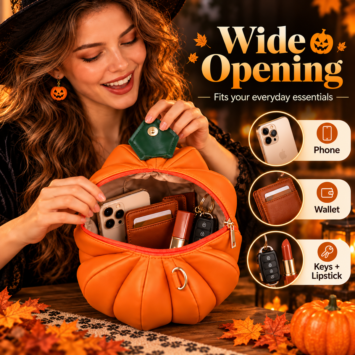 Pumpkin Crossbody Purse – Cute Halloween & Fall Handbag