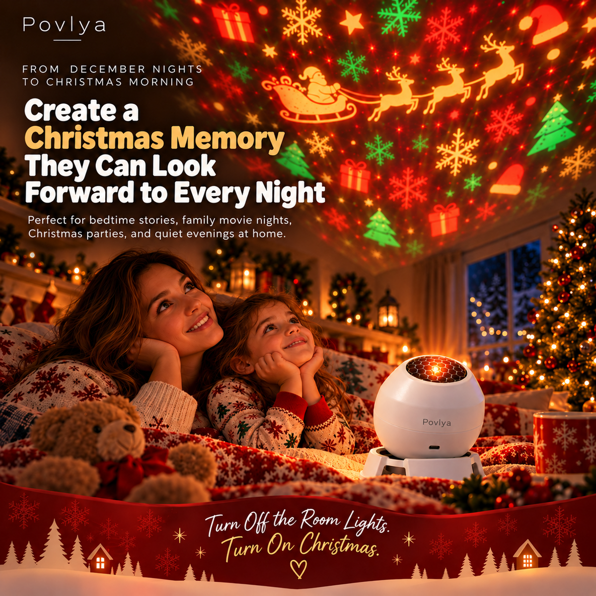 🎅 Turn Any Room Into a Christmas Wonderland – Holiday Projection Night Light