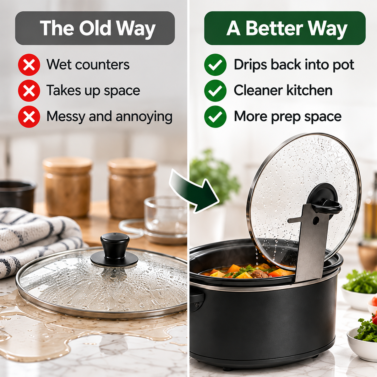 Multifunctional Pot Lid & Utensil Stand | Upright Lid Holder with Anti-Slip Base for Cleaner, Less-Cluttered Cooking