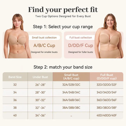 Stay-Up Strapless Front Closure Support Bra – No-Slip Lift & Smooth Side Fit