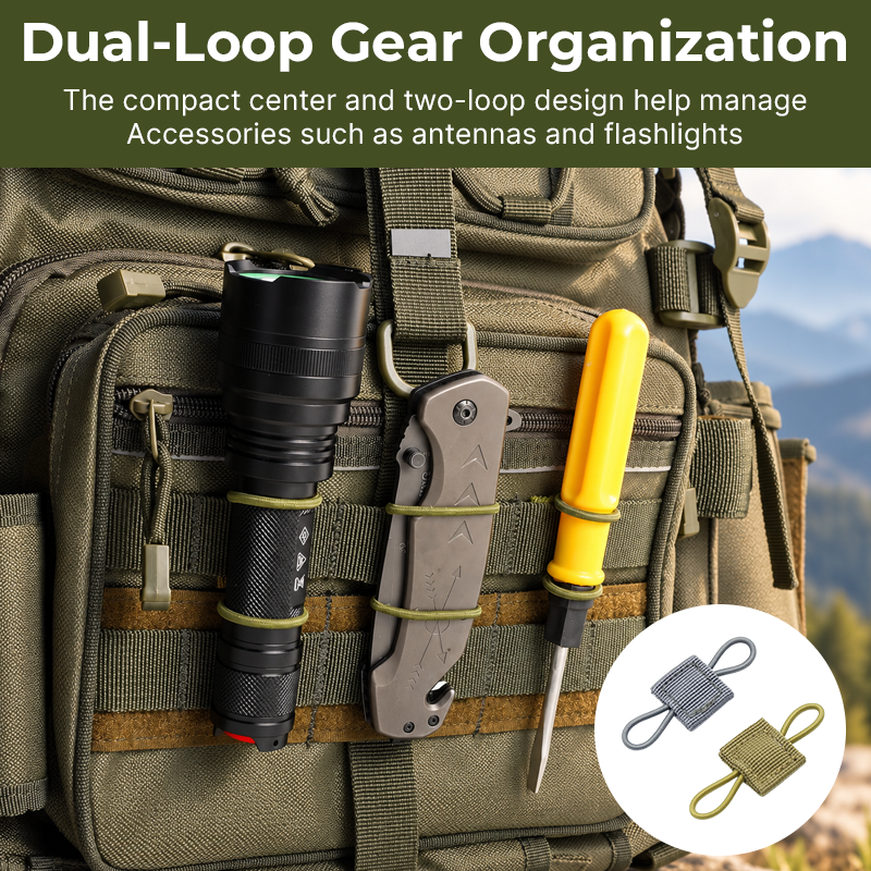 Tactical Dual-Loop Gear Retainer Clips – Lightweight Multi-Purpose Accessory Holder for Backpacks