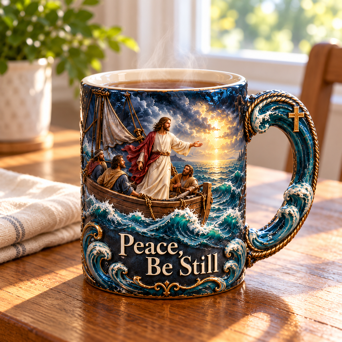 Peace, Be Still – Jesus Calms the Storm Heat-Reveal Mug | A Gift of Faith & Comfort