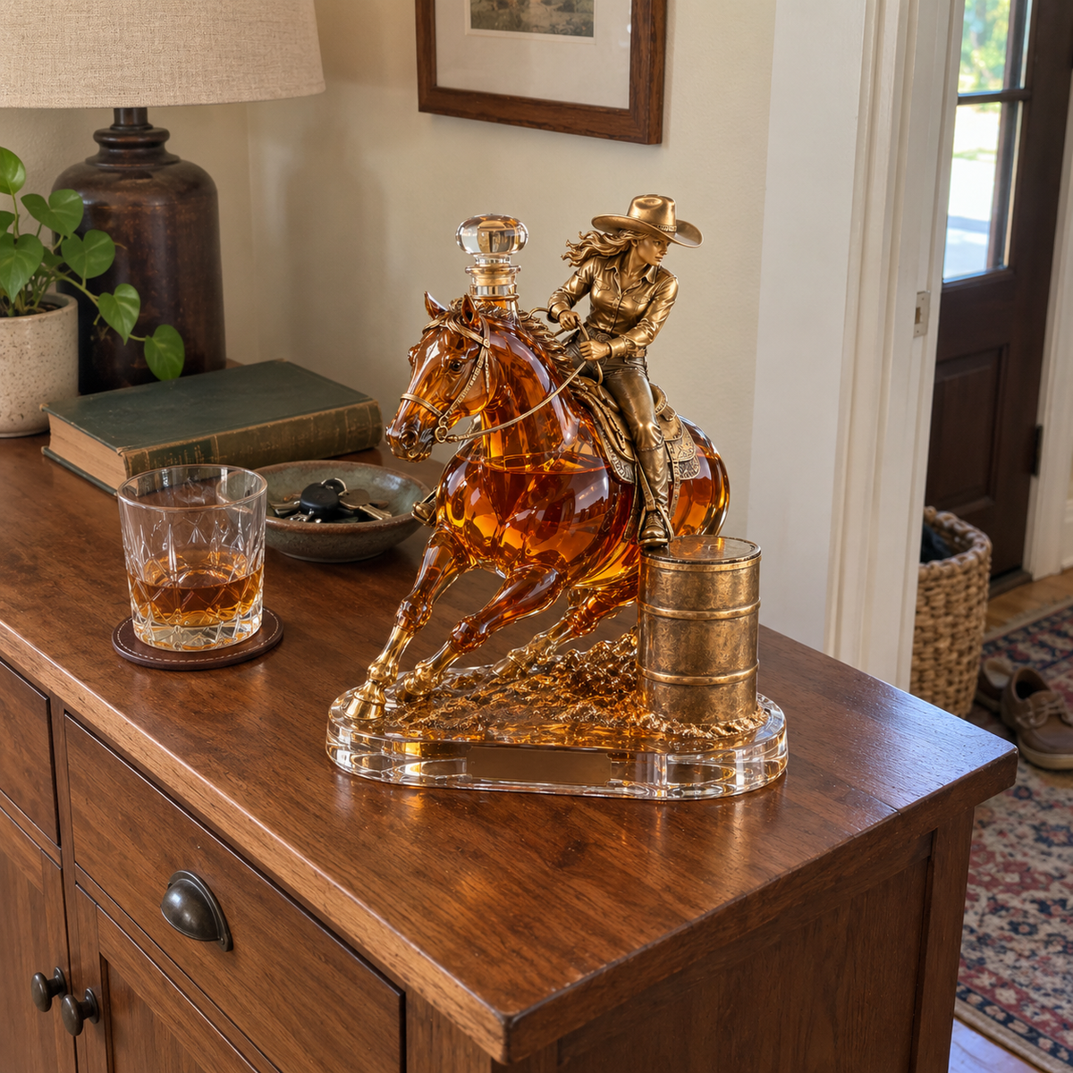 🐎 Western Spirit Cowgirl Barrel Racing Whiskey Decanter 🥃