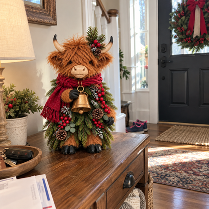 Christmas Highland Cow with Bell
