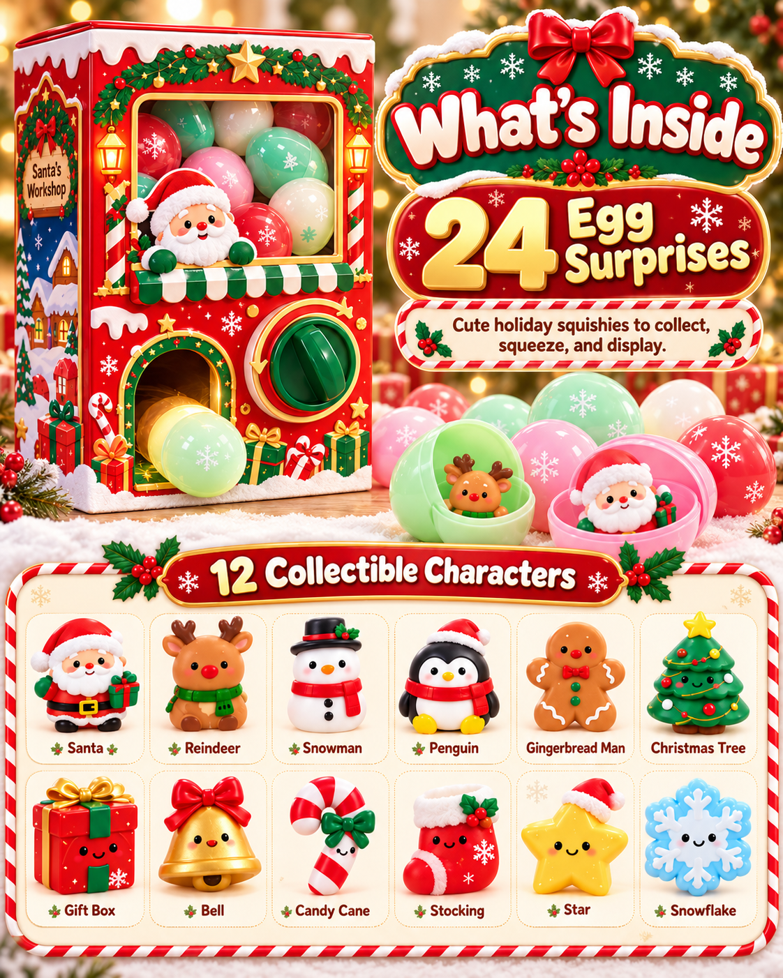 First 12 Christmas miniature character designs shown in a labeled collection panel