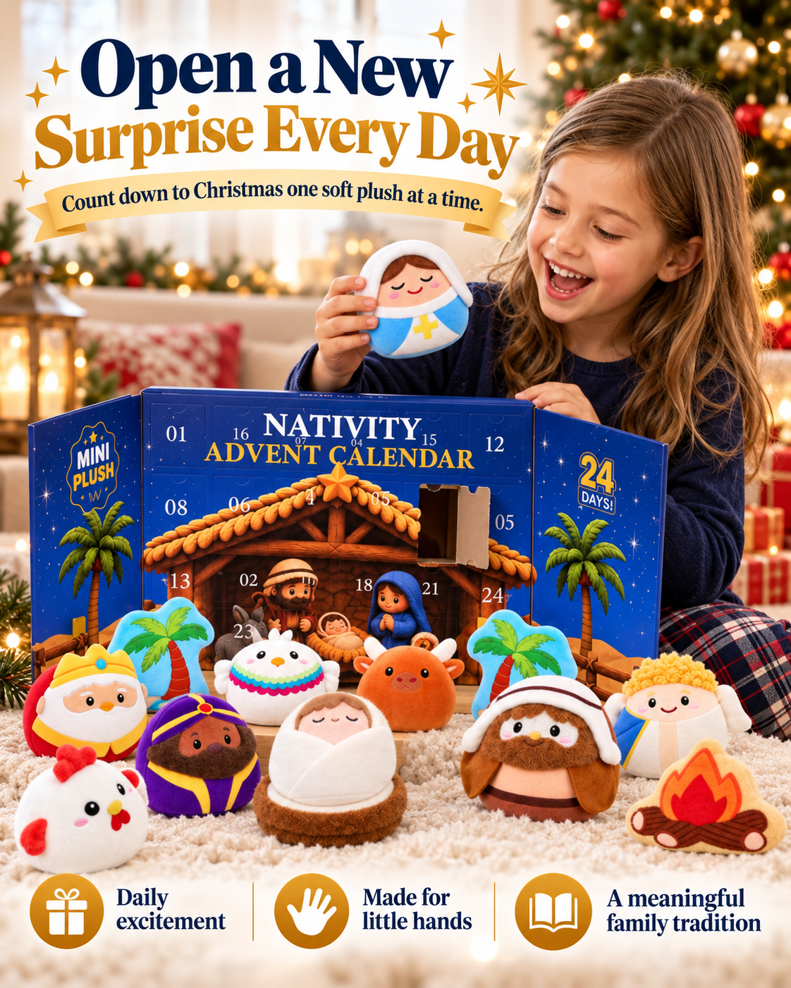 24 Days of Nativity Surprises – Plush Christmas Advent Calendar for Kids