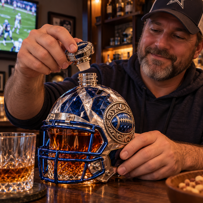 🏈💙Western Football Helmet Whiskey Decanter – 1960–2026 Silver & Blue Star Commemorative Bottle