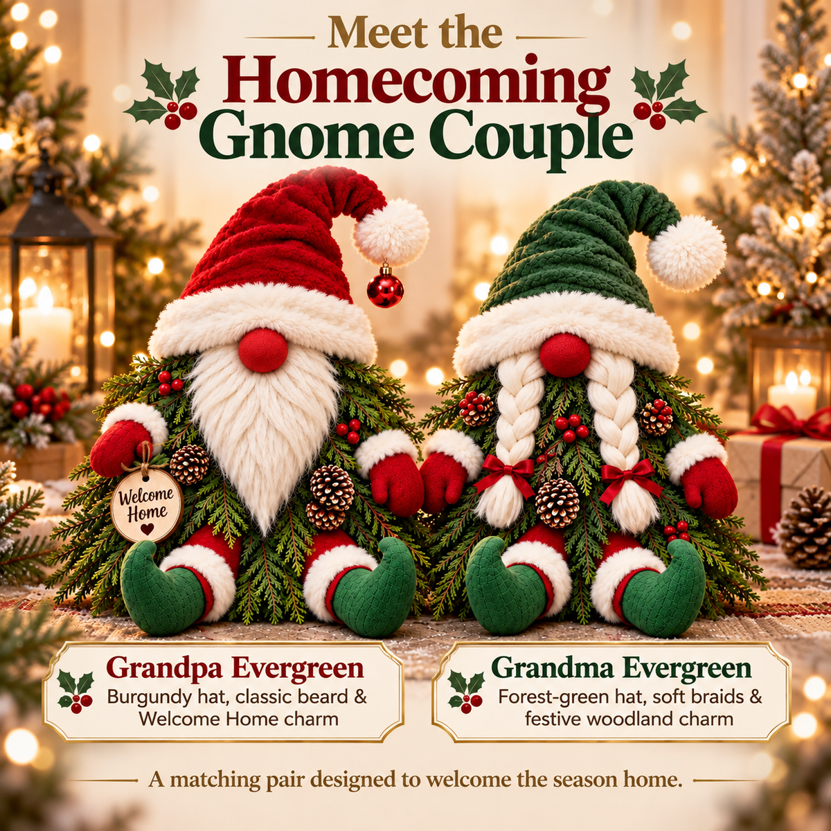Meet Grandpa and Grandma Evergreen Christmas Gnomes