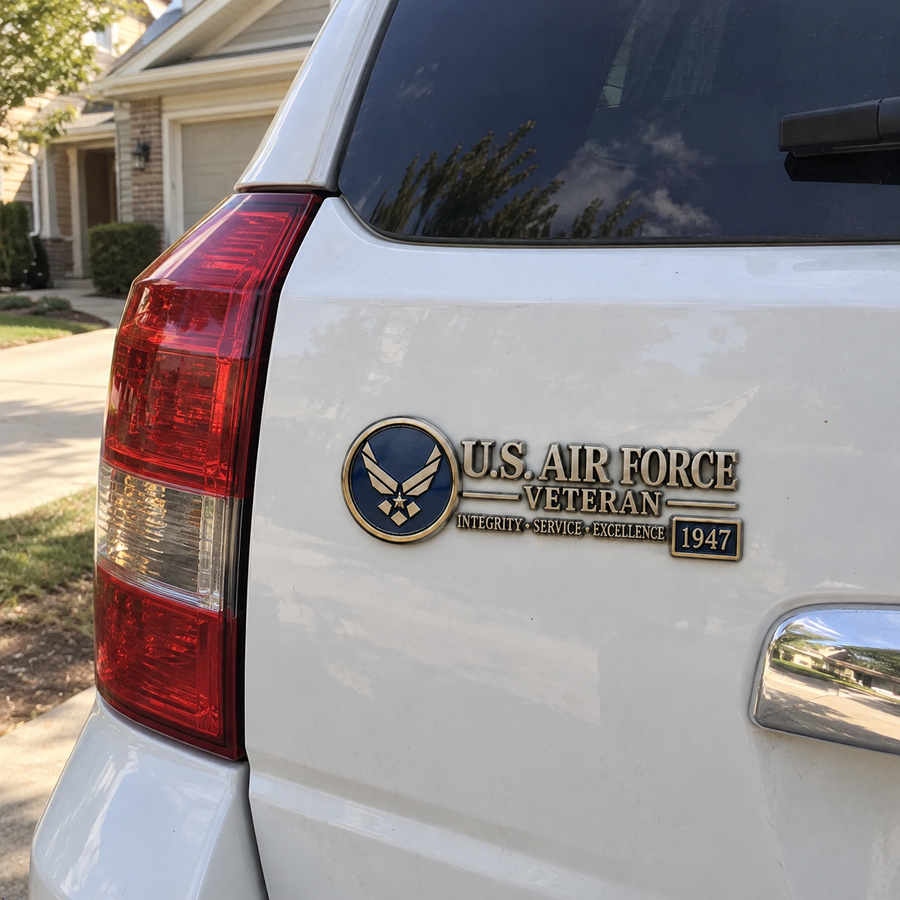 Air Force veteran emblem on SUV