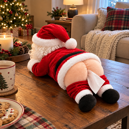 🎄 Funny Christmas Plush Tissue Box Cover – A Cheeky Holiday Surprise! 😂
