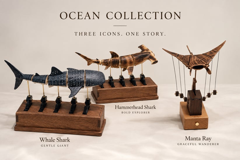 🌊Handcrafted Wooden Ocean Animal Mechanical Model
