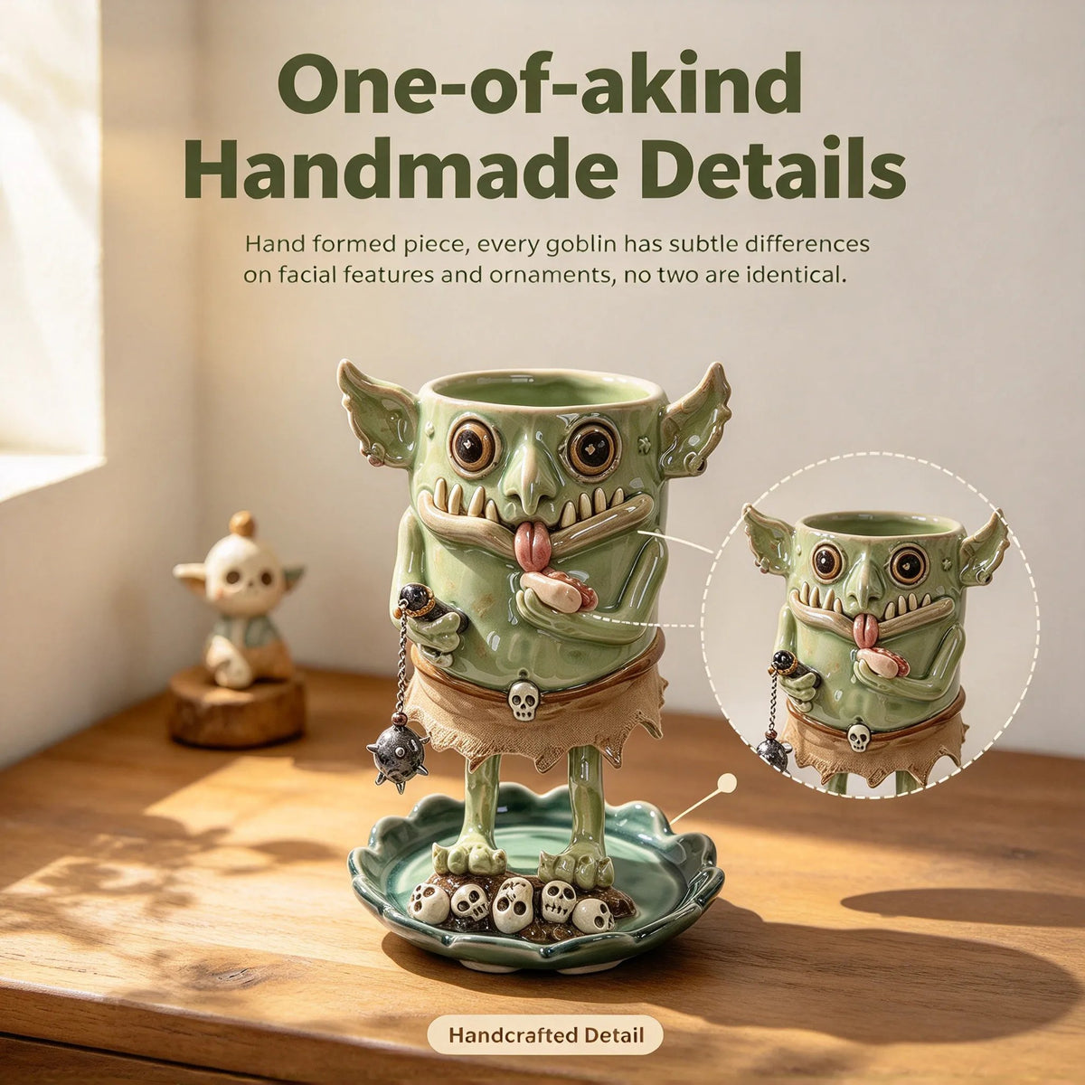 👺Handmade Gothic Goblin Ceramic Planter