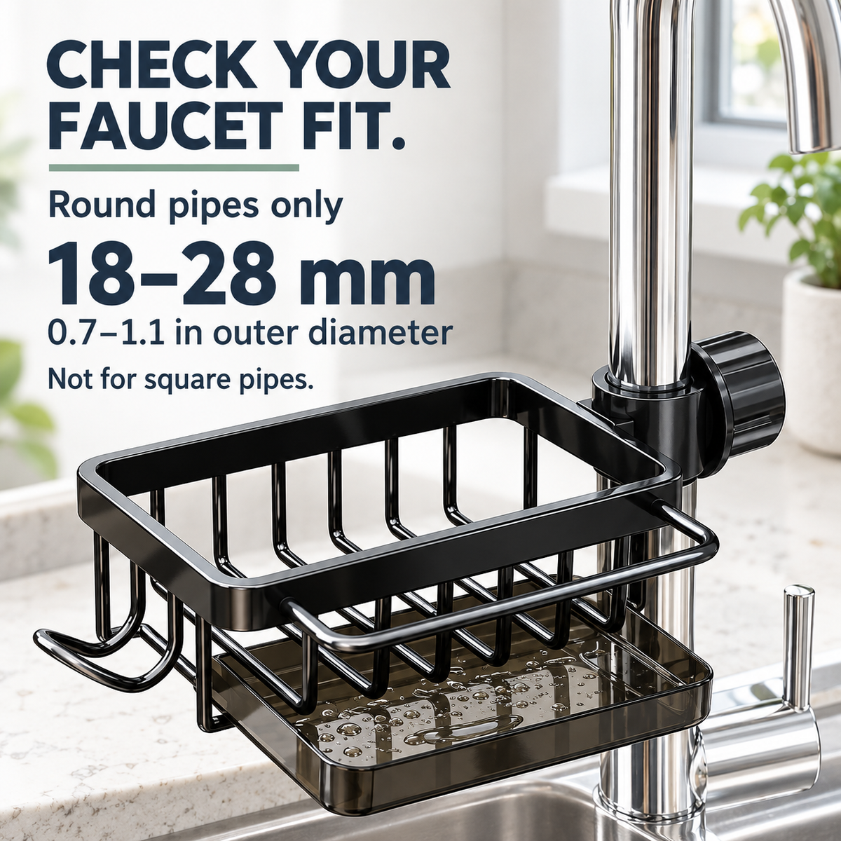Faucet-Mounted Sink Organizer with Drip Tray