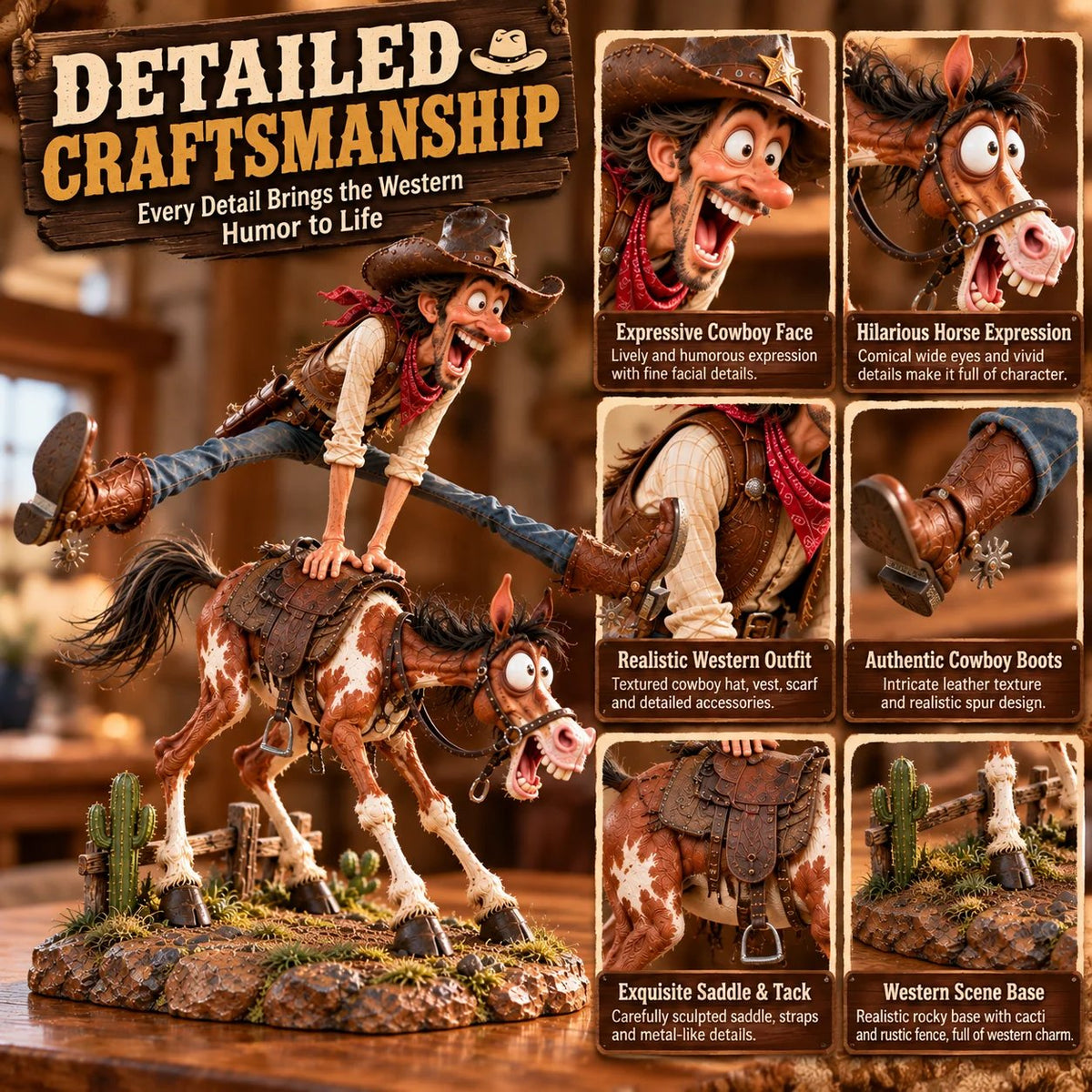 🤠Hold My Hat! – Fun Wild West Figurine🐴