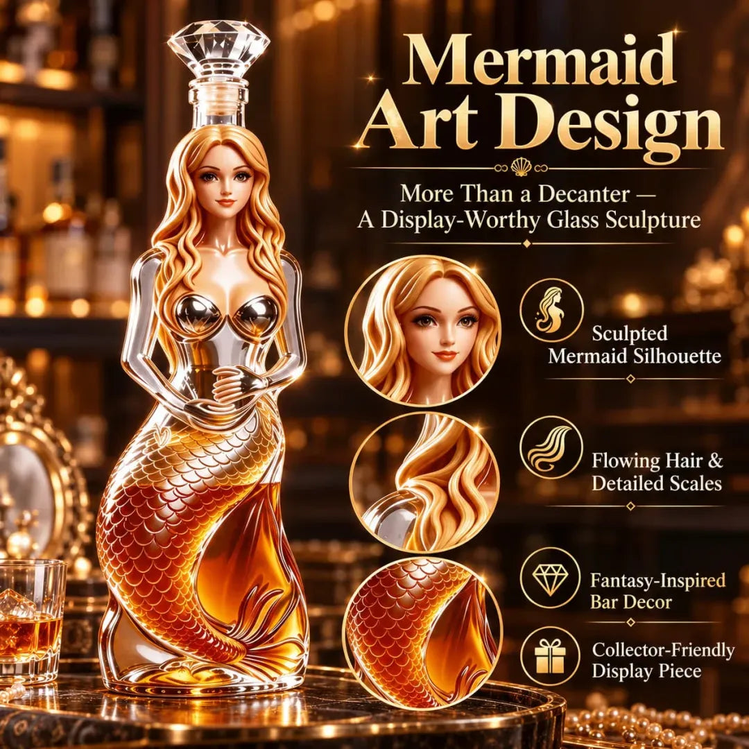 Enchanted Mermaid Glass Whiskey Decanter